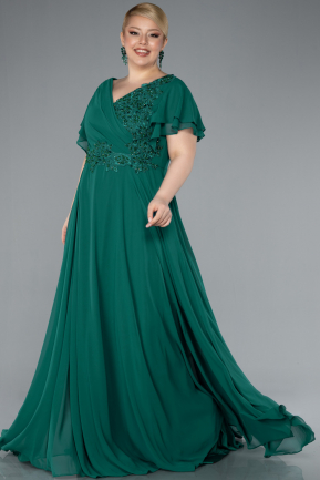 Long Emerald Green Plus Size Evening Dress ABU1562