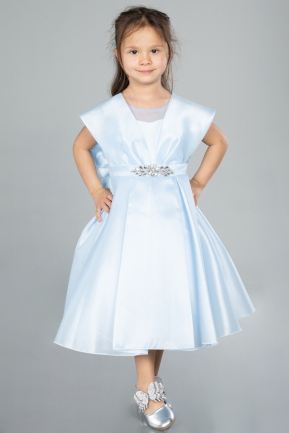 Front Short Back Long Light Blue Girl Dress ABO113