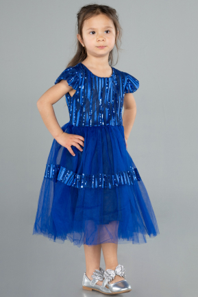 Midi Sax Blue Girl Dress ABK2301