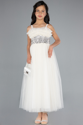 Long White Girl Dress ABU4830