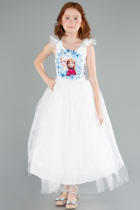 White Long Girl Dress ABU4237
