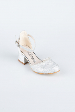 Silver Plaster Fabric Kid Shoe SE771