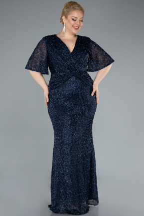 Navy Blue Long Plus Size Evening Gown ABU4542