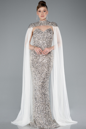 Long Beige Scaly Evening Dress ABU4910