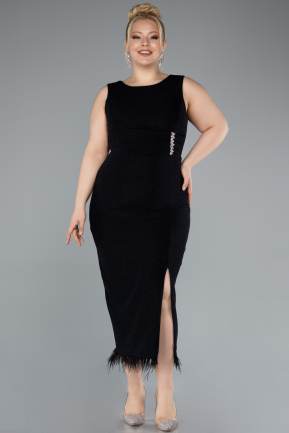 Midi Black Plus Size Evening Dress ABK2338