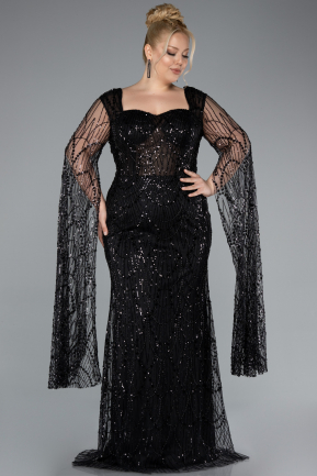 Long Black Plus Size Evening Gown ABU4945