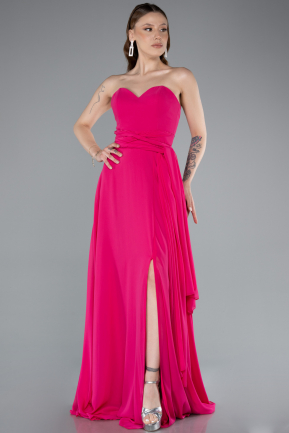 Long Fuchsia Chiffon Prom Gown ABU4965