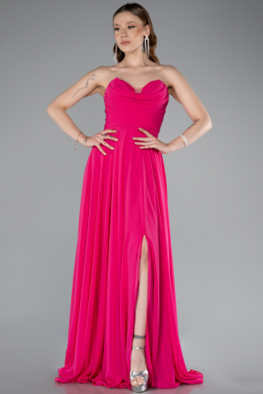 Long Fuchsia Chiffon Prom Gown ABU4966