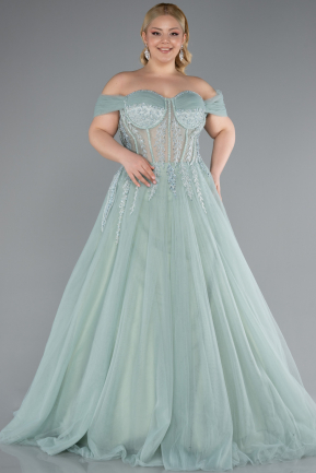 Long Mint Plus Size Haute Couture Dress ABU3689