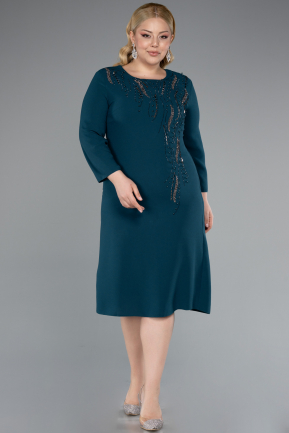Emerald Green Capri Sleeve Midi Plus Size Invitation Dress ABK2197