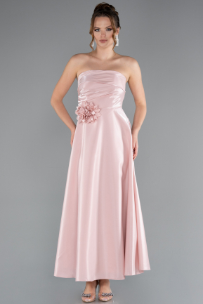 Midi Powder Color Satin Cocktail Dress ABK2363