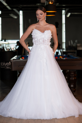 Long White Wedding Dress ABG135