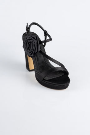Black Satin Evening Shoe ABS1142