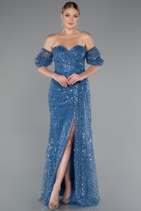 Long Indigo Scaly Evening Dress ABU5075