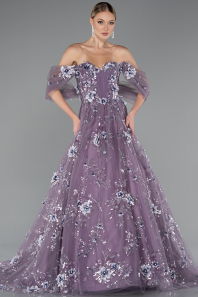 Long Lavender Plus Size Engagement Dress ABU5076