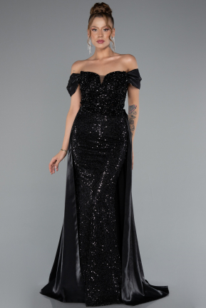 Long Black Beaded Evening Dress ABU5099