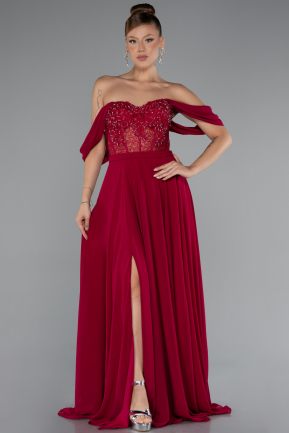 Plum Long Chiffon Evening Dress ABU3310