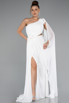 Long White Chiffon Evening Dress ABU5144