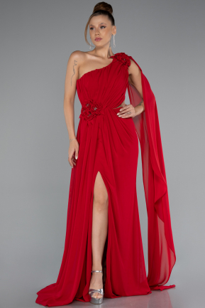 Long Red Chiffon Evening Dress ABU5144