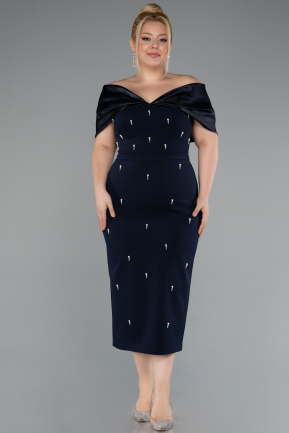 Midi Navy Blue Plus Size Cocktail Dress ABK2400