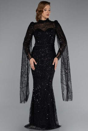 Long Black Beaded Evening Dress ABU5152