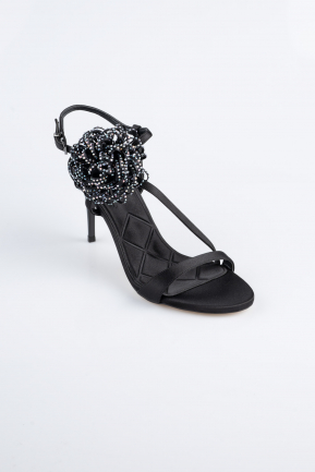 Black Satin Evening Shoe AB1144