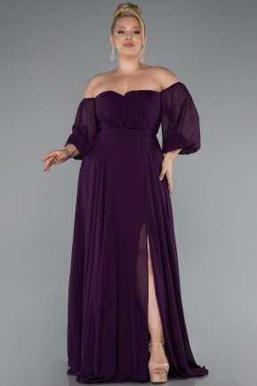 Dark Purple Long Chiffon Oversized Evening Dress ABU2597