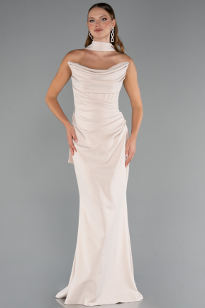 Long Beige Prom Gown ABU5216