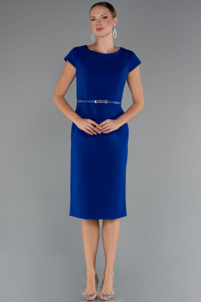 Midi Sax Blue Cocktail Dress ABK2428