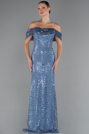 Long Indigo Beaded Evening Dress ABU5239