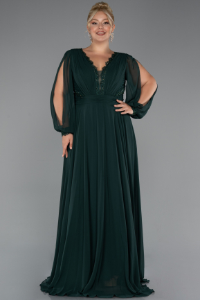 Long Emerald Green Chiffon Formal Plus Size Dress ABU5276