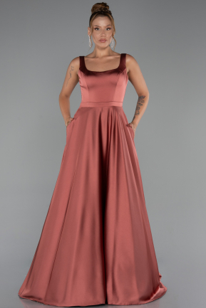 Light Brown Long Satin Evening Dress ABU5136