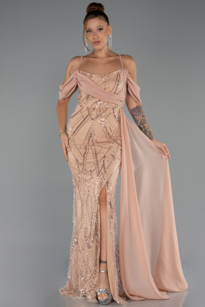 Long Gold Beaded Evening Dress ABU5316