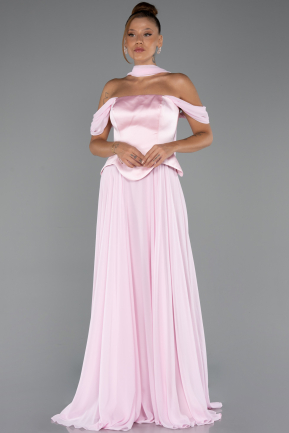 Long Powder Color Chiffon Evening Dress ABU5327