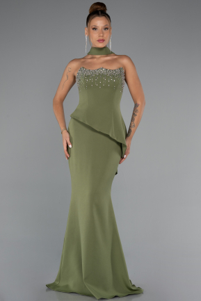 Long Olive Drab Mermaid Prom Dress ABU5329