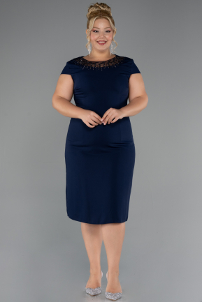 Midi Navy Blue Plus Size Cocktail Dress ABK2530
