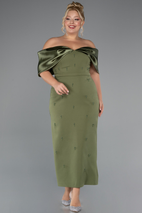 Midi Olive Drab Plus Size Cocktail Dress ABK2379