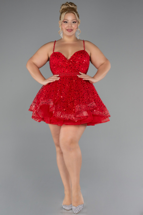 Short Red Formal Plus Size Dress ABK2436