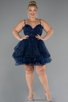 Short Navy Blue Formal Plus Size Dress ABK2436