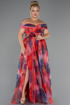 Long Orange Plus Size Evening Gown ABU5263