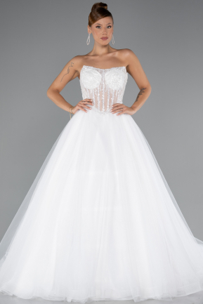 Long White Wedding Dress ABG159