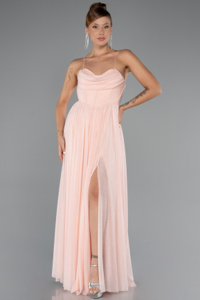Powder Color Long Prom Gown ABU4596