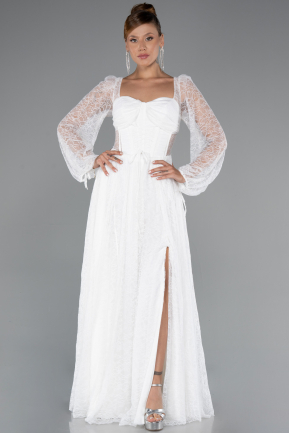 Long White Dantelle Evening Dress ABU5334