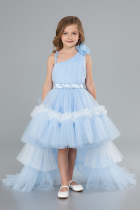 Front Short Back Long Light Blue Girl Dress ABO114