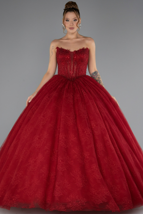 Long Red Dantelle Special Design Engagement Dress ABU5375