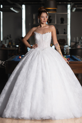 Long White Dantelle Wedding Dress ABG163