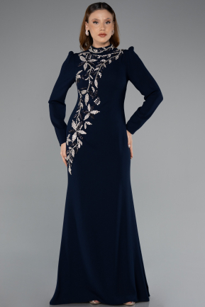 Long Navy Blue Hijab Dress ABU5393