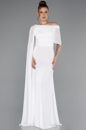 Long White Chiffon Evening Dress ABU5418