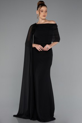 Long Black Chiffon Evening Dress ABU5418
