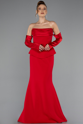 Long Red Mermaid Evening Gown ABU5421
